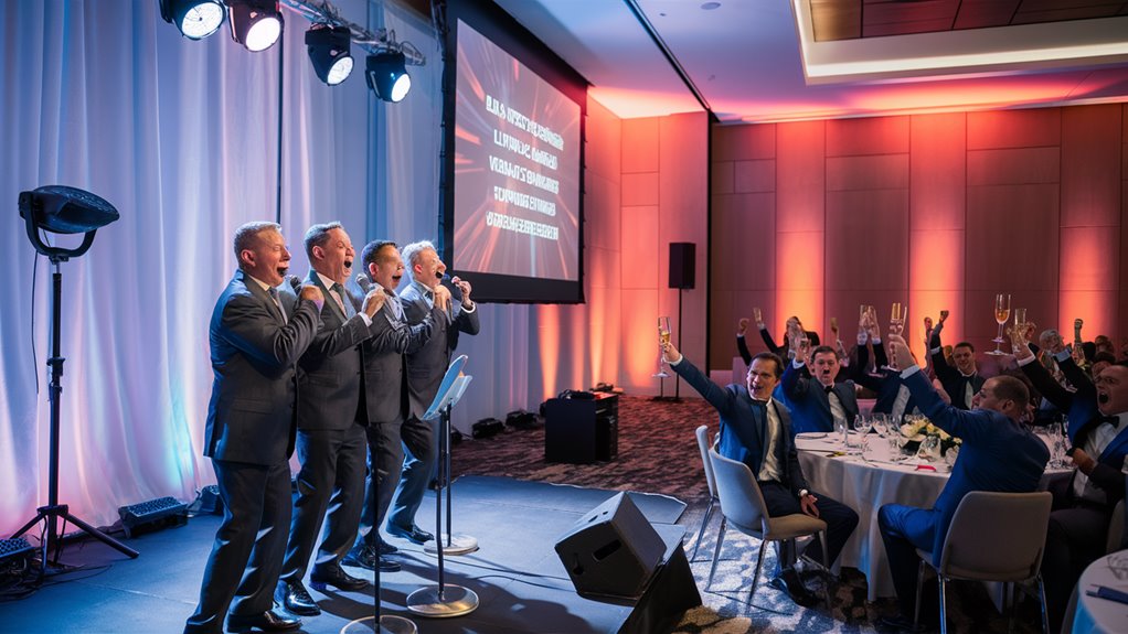 business singing party success